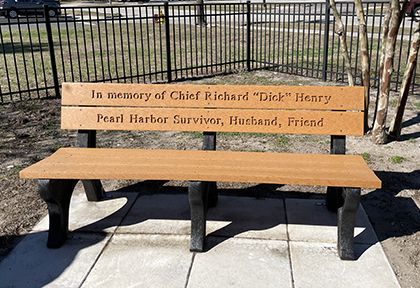 Chief was honored for his service and generosity with a memorial bench in Fernandina Beach, Florida.